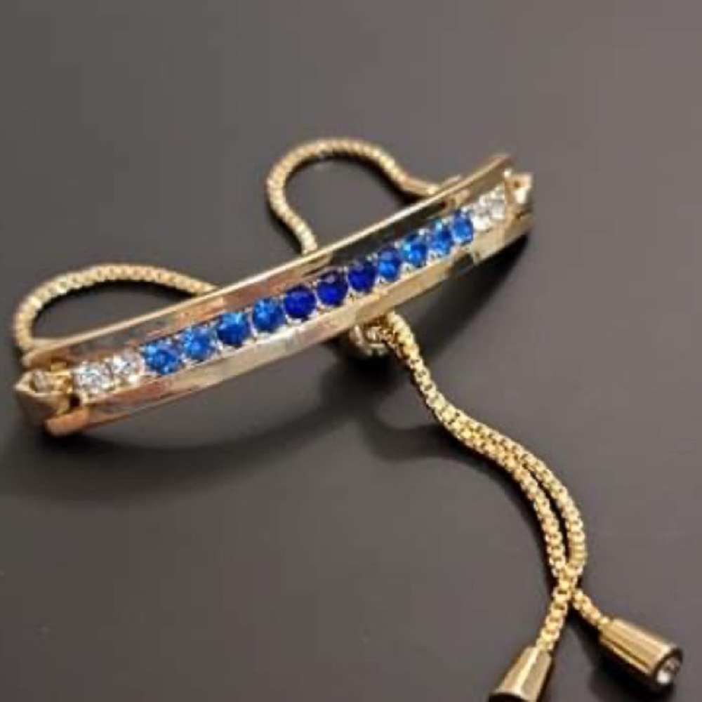 Blue Stone Women's Gold Bracelet Adjustable Chain